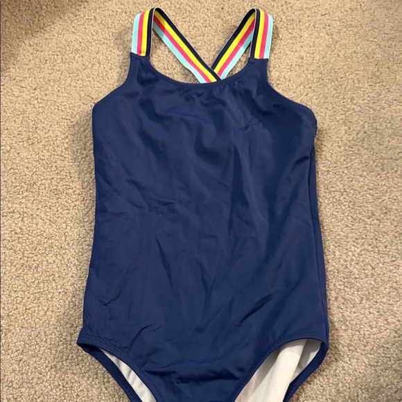 Other - Navy Blue Swimsuit with Rainbow Straps Girls 6X